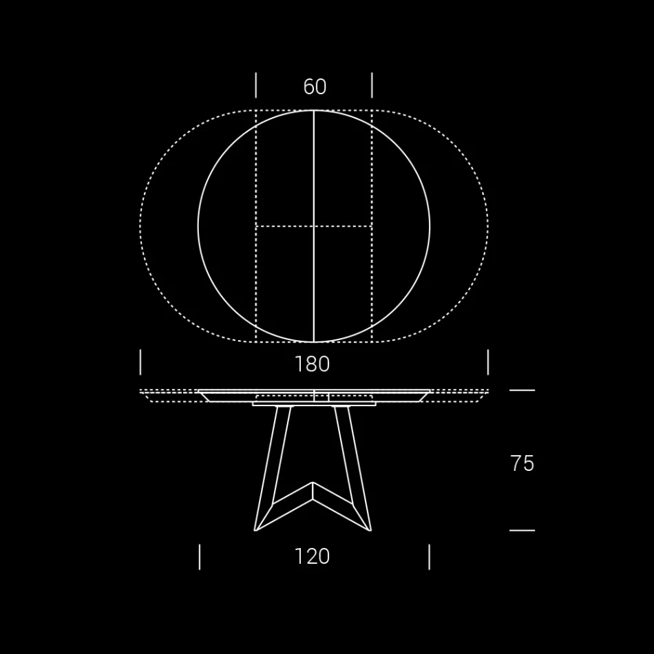 Runt matbord med utdragbar skiva till 180 cm Tillverkat i Italien - Muschio Viadurini