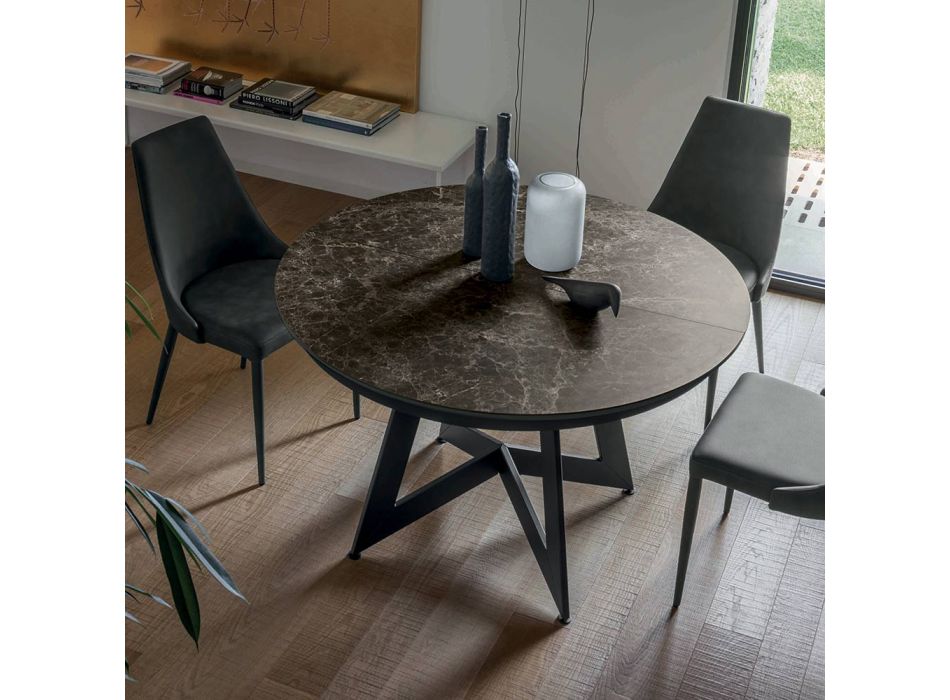 Runt matbord med utdragbar skiva till 180 cm Tillverkat i Italien - Muschio Viadurini