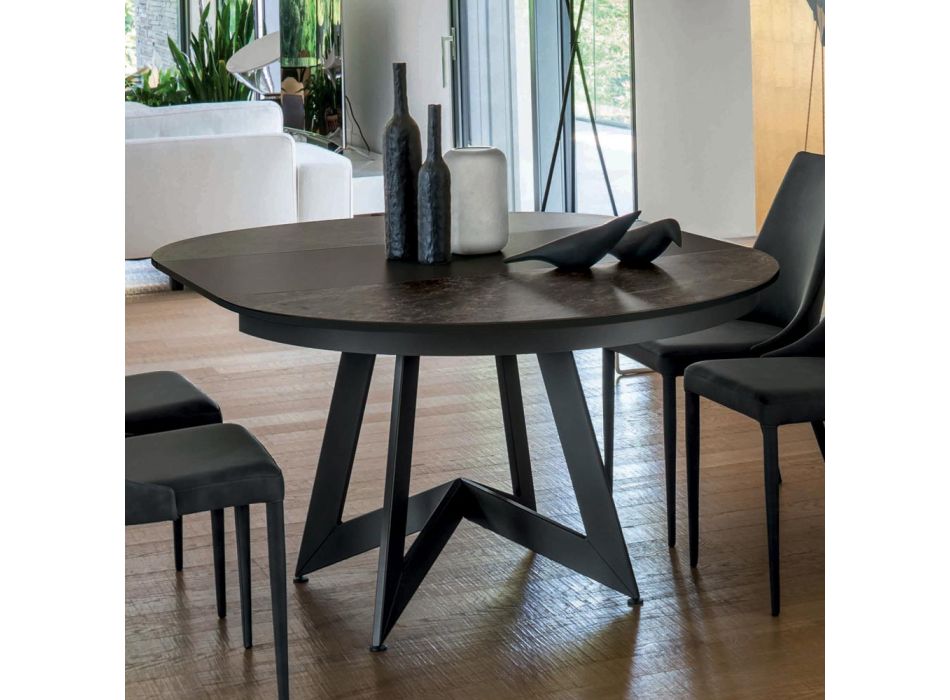Runt matbord med utdragbar skiva till 180 cm Tillverkat i Italien - Muschio Viadurini
