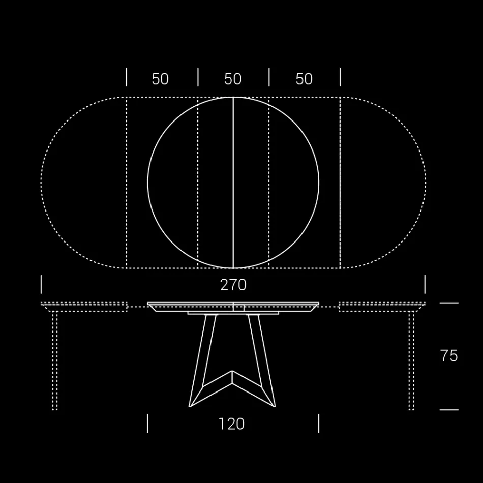 Runt matbord förlängbart till 270 cm i keramik Made in Italy - Muschio Viadurini