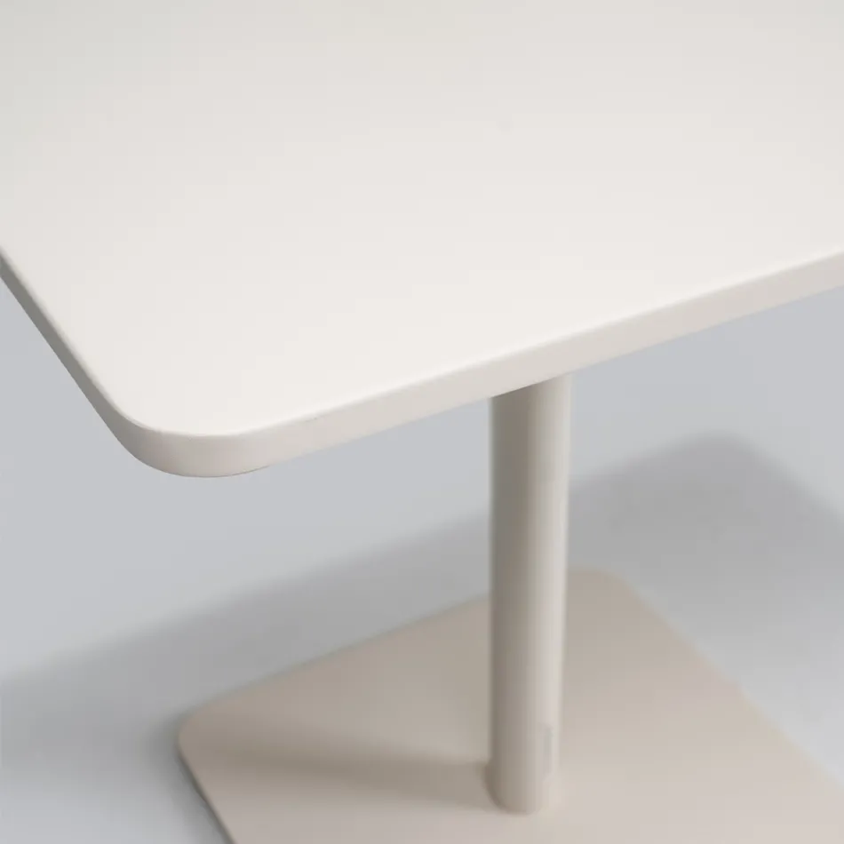 Kvadratiskt bord 80x80 cm för utomhusbruk i beige aluminium - Alfresco Viadurini