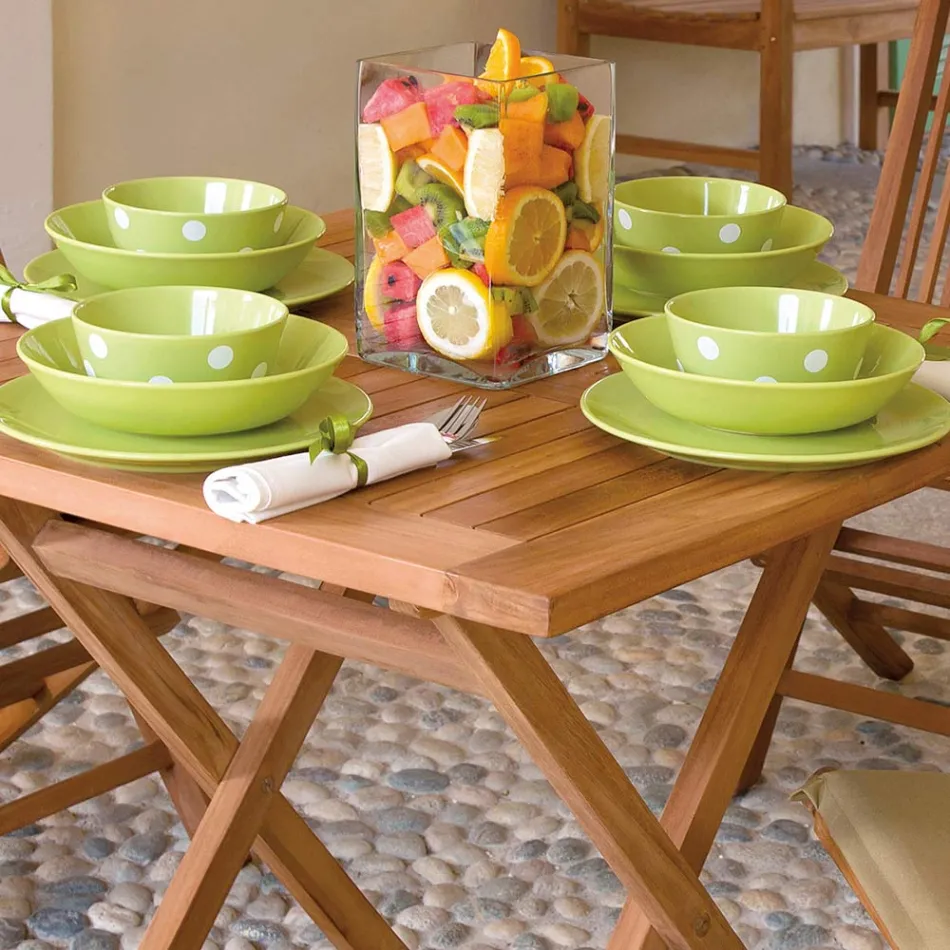 Fyrkantigt trädgårdsbord 80x80 cm Tillverkat i teak - Amico Viadurini