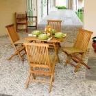 Fyrkantigt trädgårdsbord 80x80 cm Tillverkat i teak - Amico Viadurini