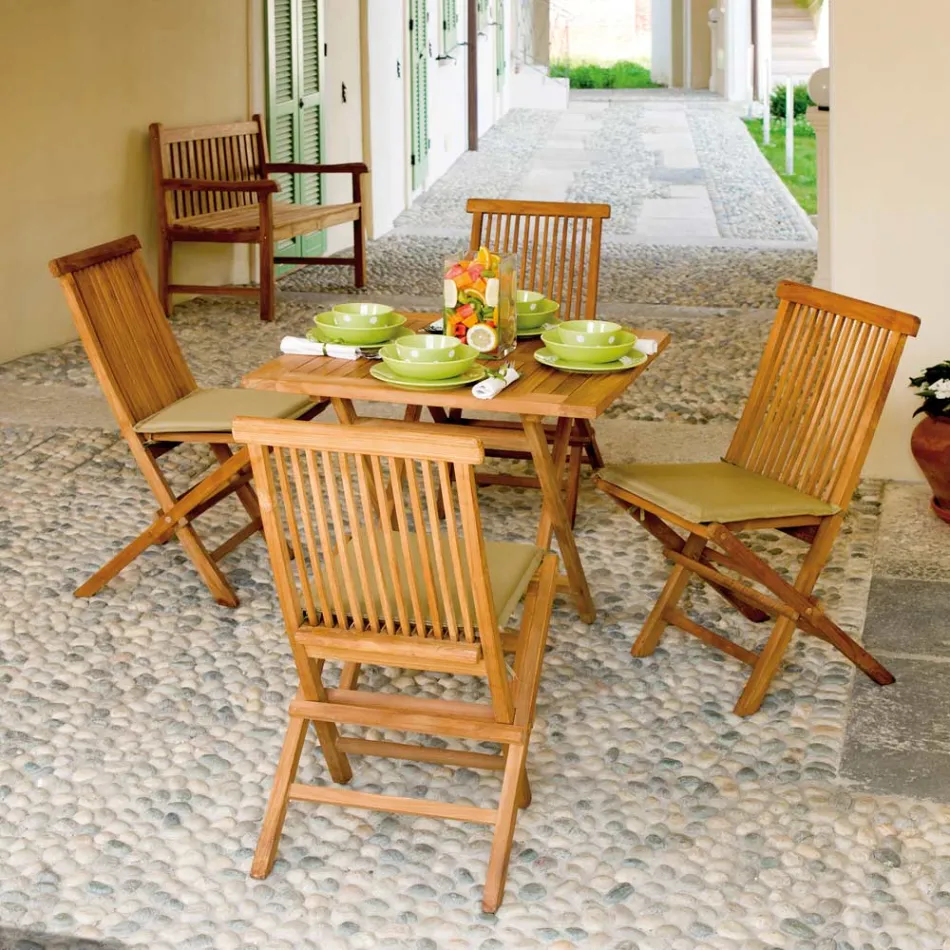 Fyrkantigt trädgårdsbord 80x80 cm Tillverkat i teak - Amico Viadurini