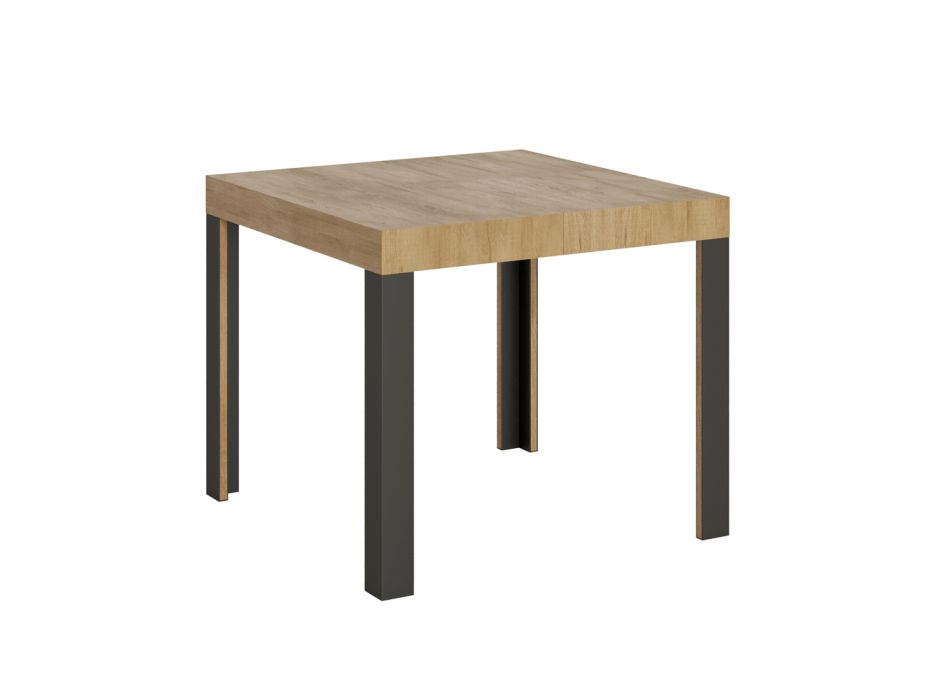 Fyrkantigt bord Utdragbart till 246 cm i trä och järn Tillverkat i Italien - Ocean Viadurini