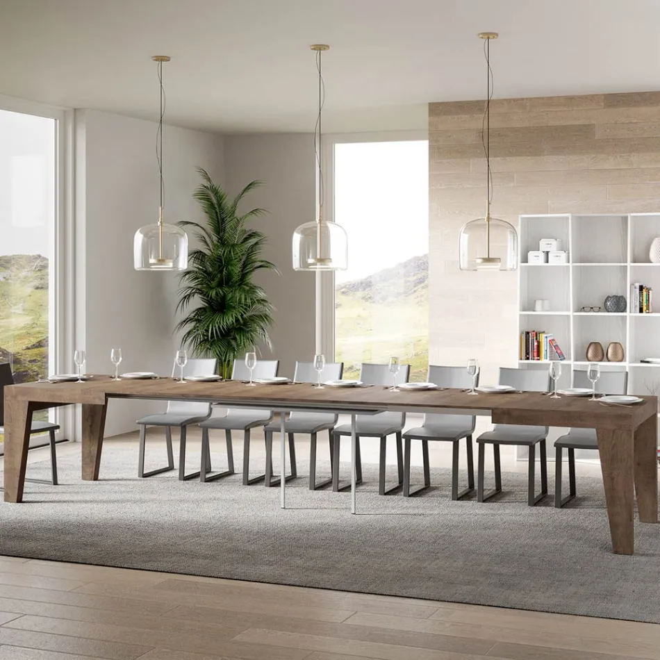 Fyrkantigt bord Utdragbart till 440 cm i trä Made in Italy - Blomma Viadurini