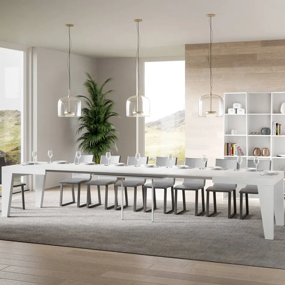 Fyrkantigt bord Utdragbart till 440 cm i trä Made in Italy - Blomma Viadurini