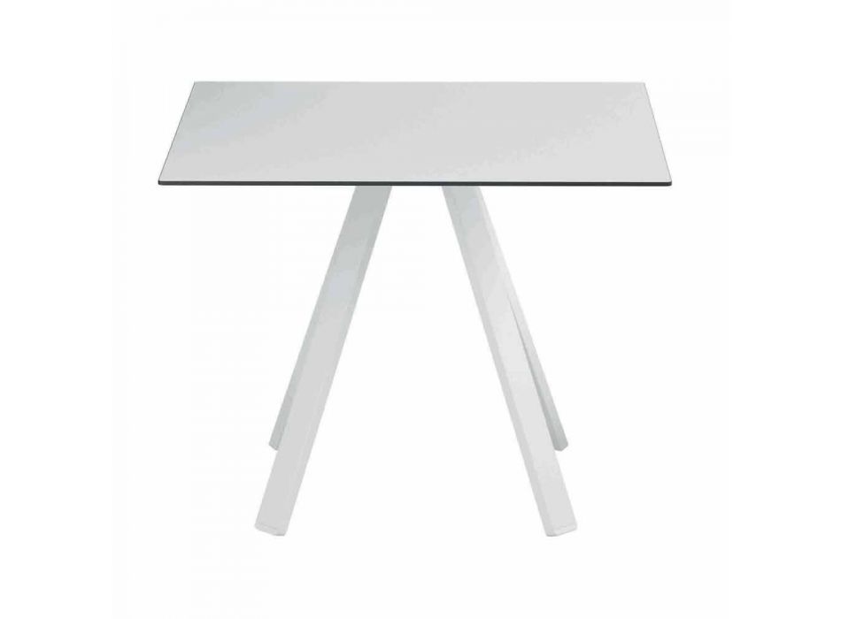 Fyrkantigt utomhusbord i metall och HPL tillverkat i Italien - Deandre Viadurini