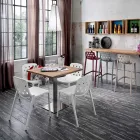 Fyrkantigt bord i HPL Satin Rostfritt stål Metall Tillverkat i Italien - Lins Viadurini