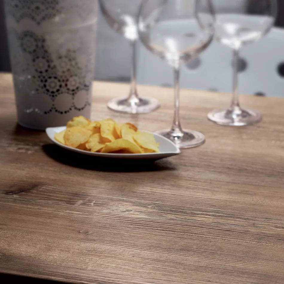 Fyrkantigt bord i HPL Satin Rostfritt stål Metall Tillverkat i Italien - Lins Viadurini