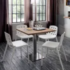 Fyrkantigt bord i HPL Satin Rostfritt stål Metall Tillverkat i Italien - Lins Viadurini