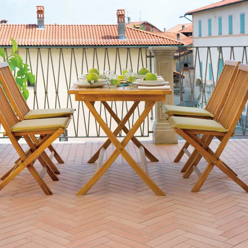 Rektangulärt trädgårdsbord 120x70 cm Tillverkat i teak - Alba Viadurini