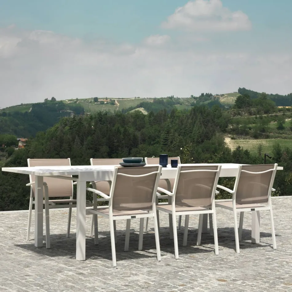 Rektangulärt bord utdragbart till 210 cm i aluminium - Pennarello Viadurini