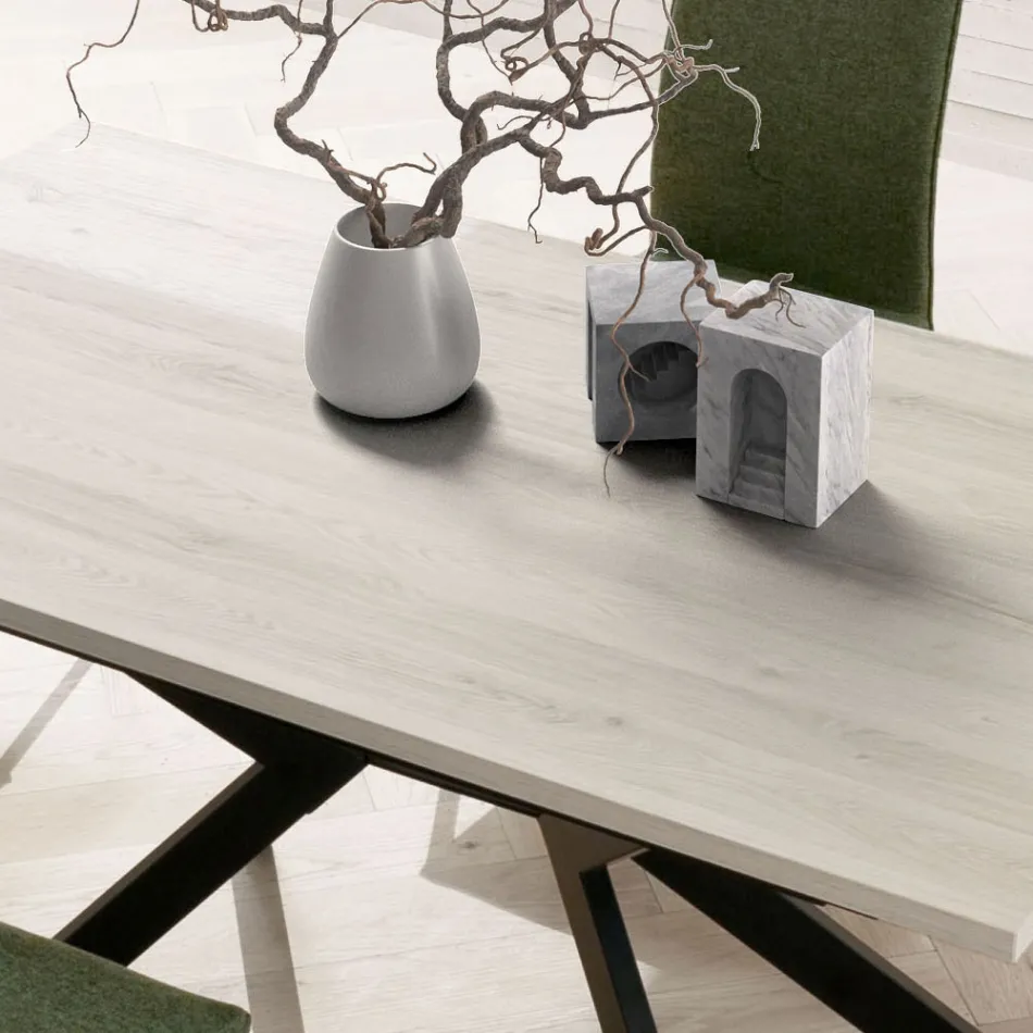 Rektangulärt bord utdragbart till 260 eller 300 cm i HPL och metall - Charmy Viadurini