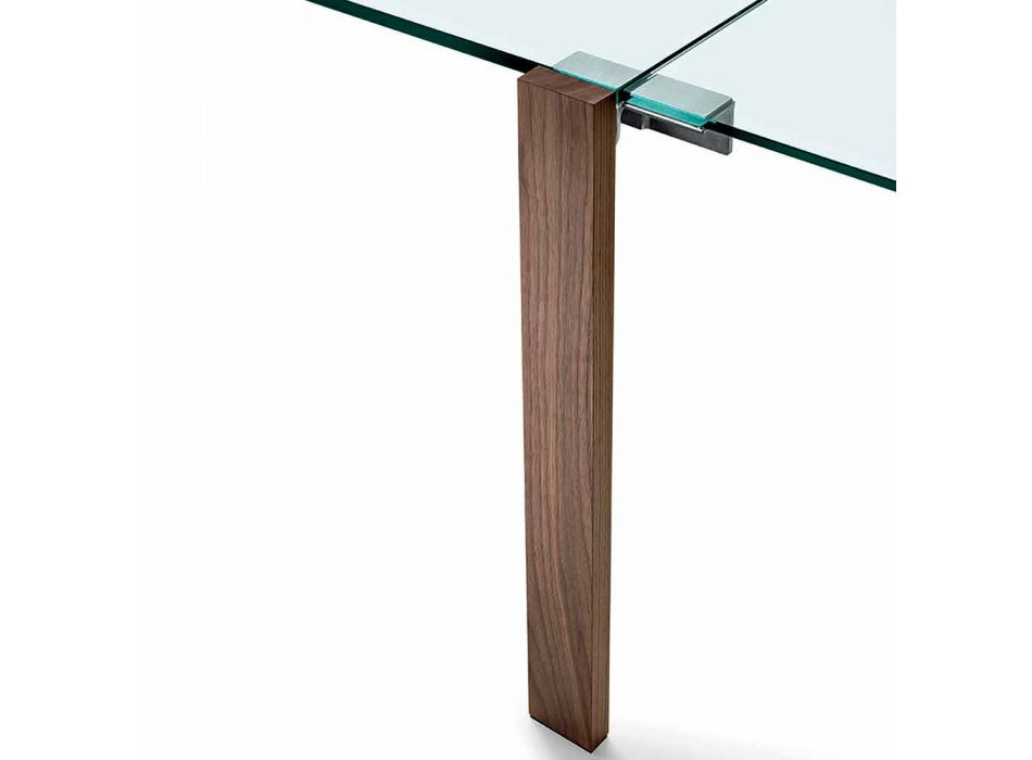 Utdragbart rektangulärt bord i genomskinligt glas tillverkat i Italien - Sopot Viadurini