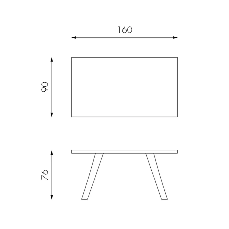 Rektangulärt bord med ekfanerskiva och aluminiumunderrede - Logan Viadurini