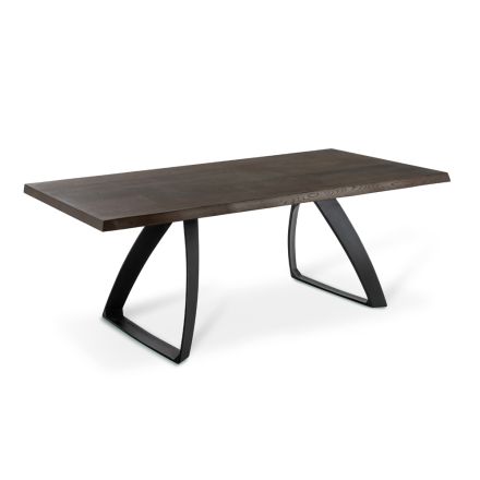 Rektangulärt bord med ekfanerskiva och aluminiumunderrede - Logan Viadurini