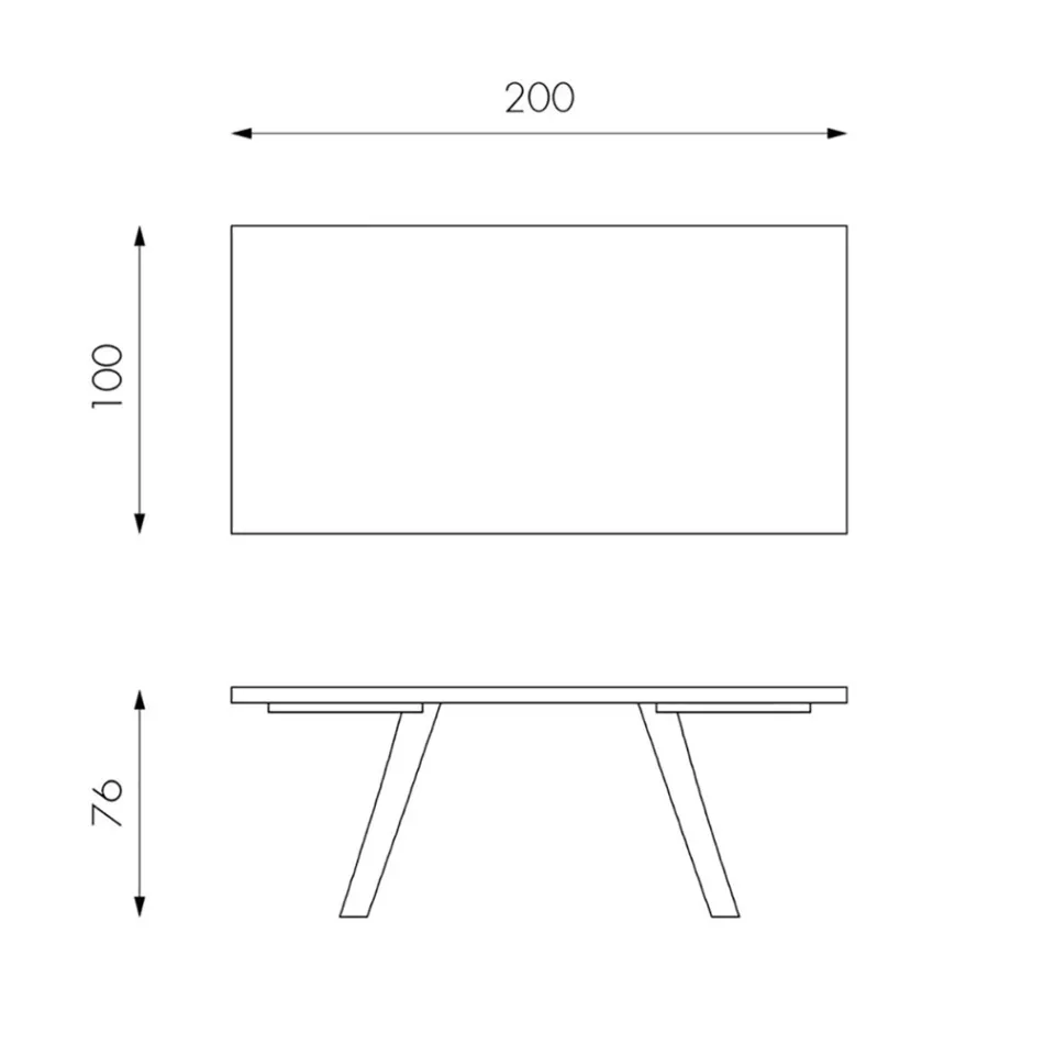 Rektangulärt bord med ekfanerskiva och aluminiumunderrede - Logan Viadurini