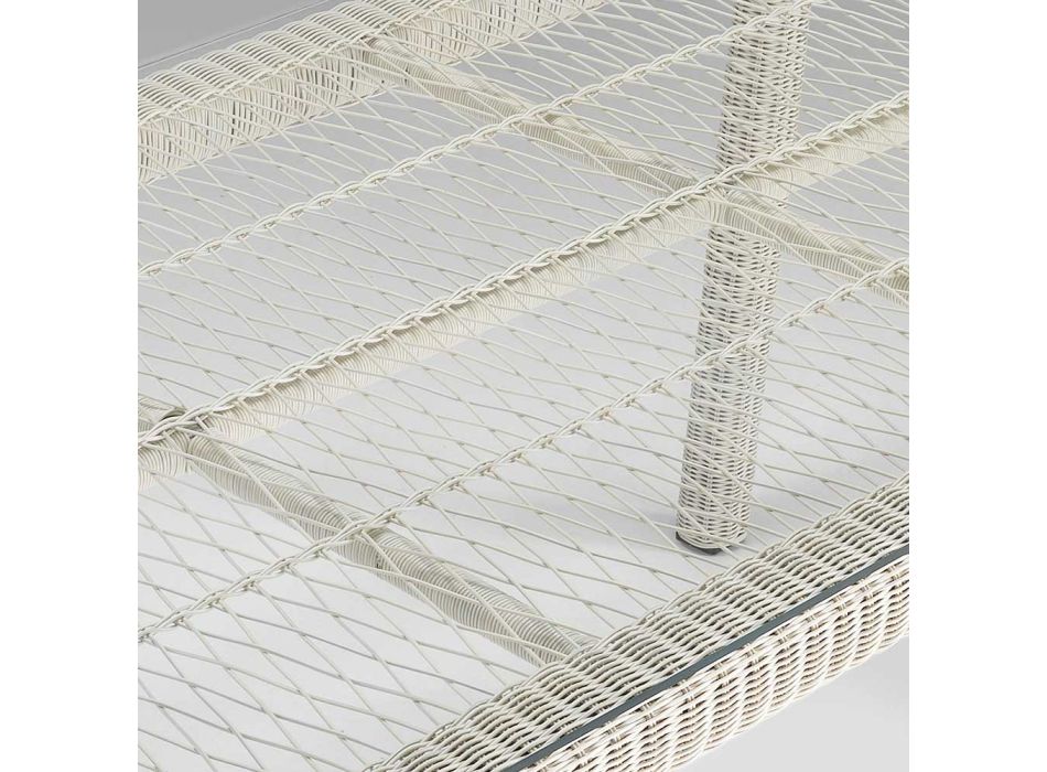Rektangulärt utomhusbord i polyrotting och glas - Gigi Viadurini