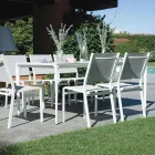 Rektangulärt trädgårdsbord i aluminium och stengods - Lunara Viadurini