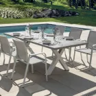 Rektangulärt trädgårdsbord i aluminium och grå harts - Nuvia Viadurini