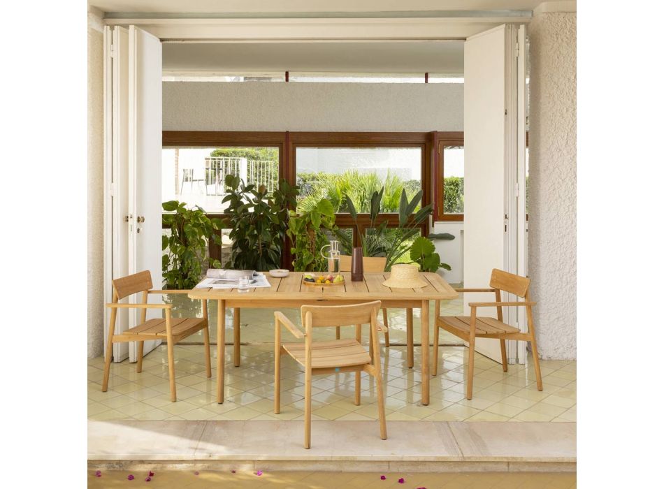 Rektangulärt trädgårdsbord i teak Tillverkat i Italien - Liberato Viadurini