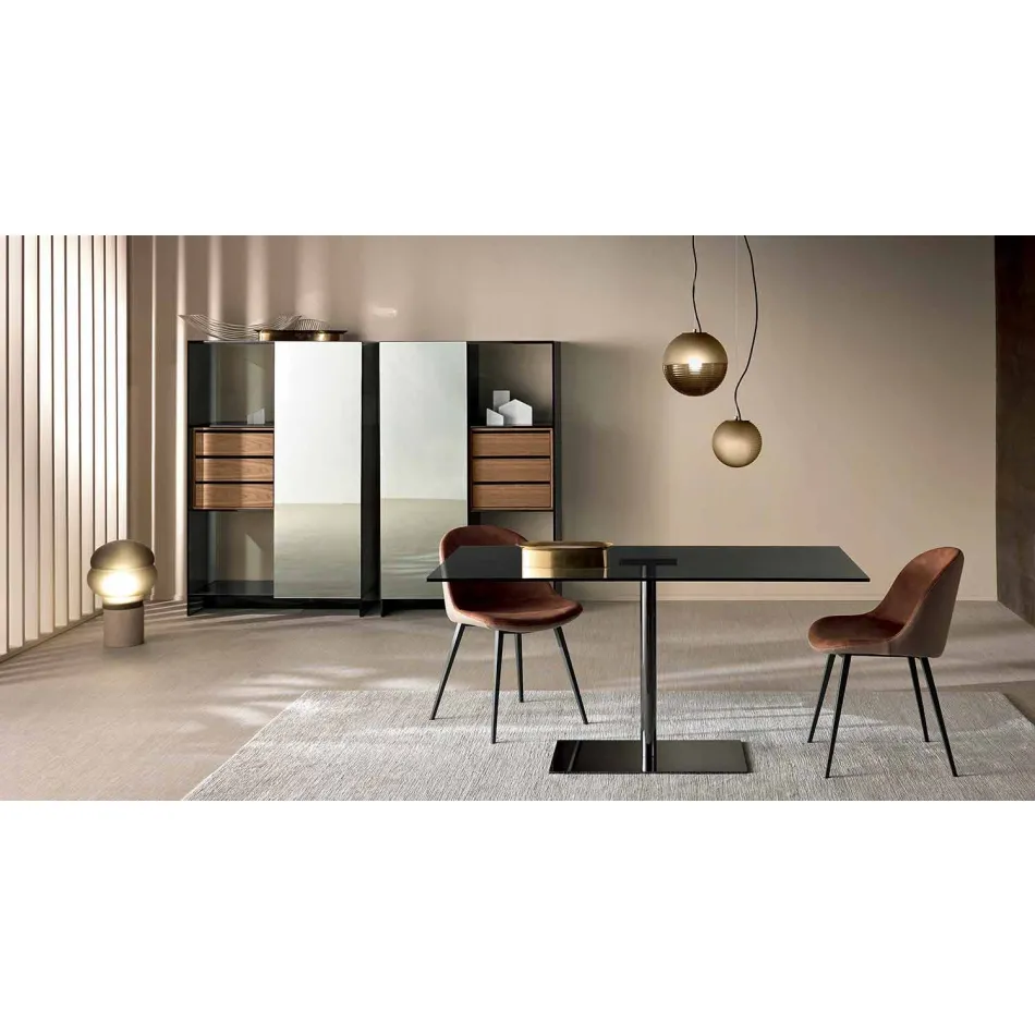 Modernt rektangulärt bord i rökt eller extremt glas tillverkat i Italien - Dolce Viadurini