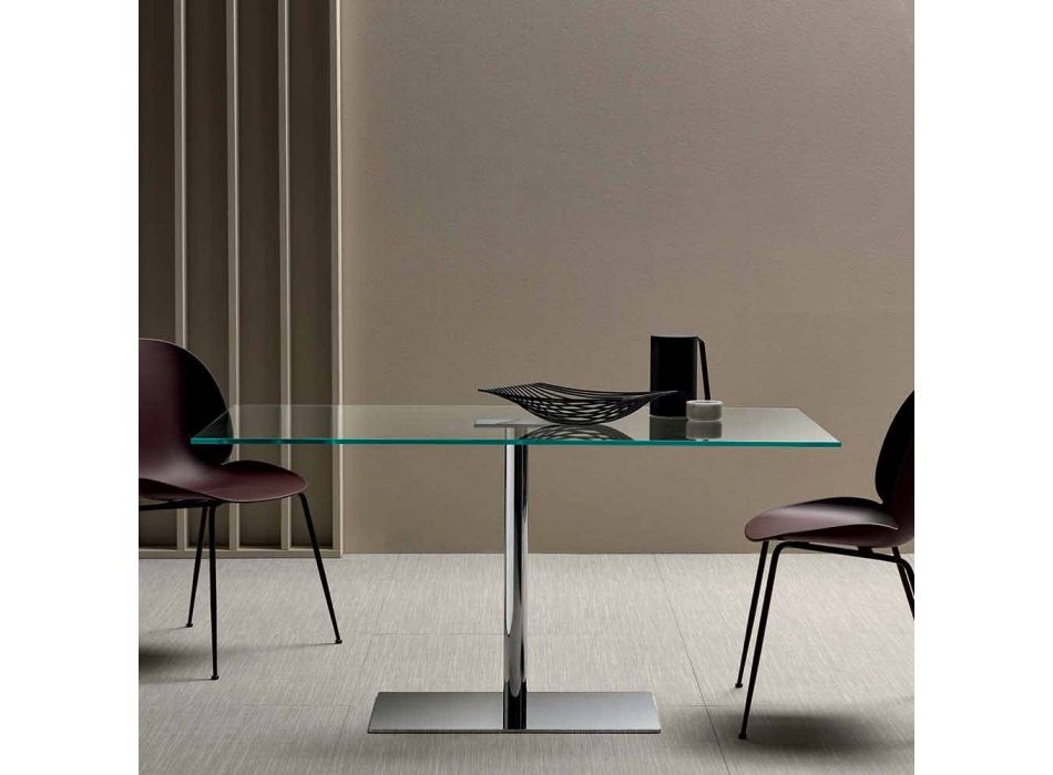 Modernt rektangulärt bord i rökt eller extremt glas tillverkat i Italien - Dolce Viadurini
