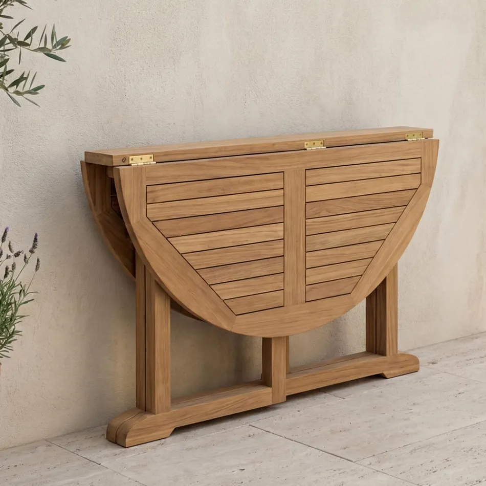 Fällbart trädgårdsbord i teak - Yggdrasil Viadurini