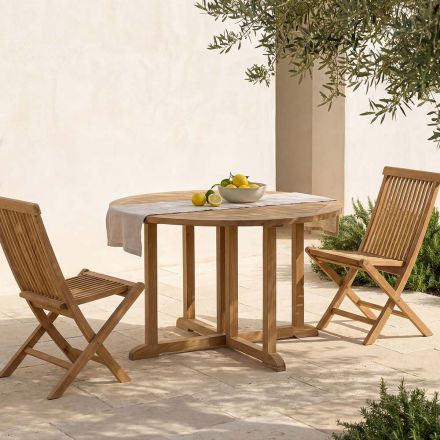 Fällbart trädgårdsbord i teak - Yggdrasil Viadurini