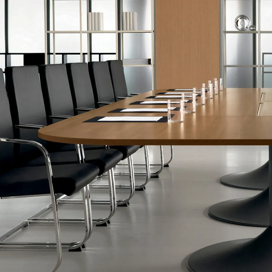 Mötesbord i formad naturlig valnötsmelamin - Gaelle Viadurini