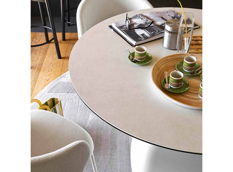 Runt bord som kan förlängas till 160 cm i keramik Made in Italy - Connubia Hey Gio Viadurini