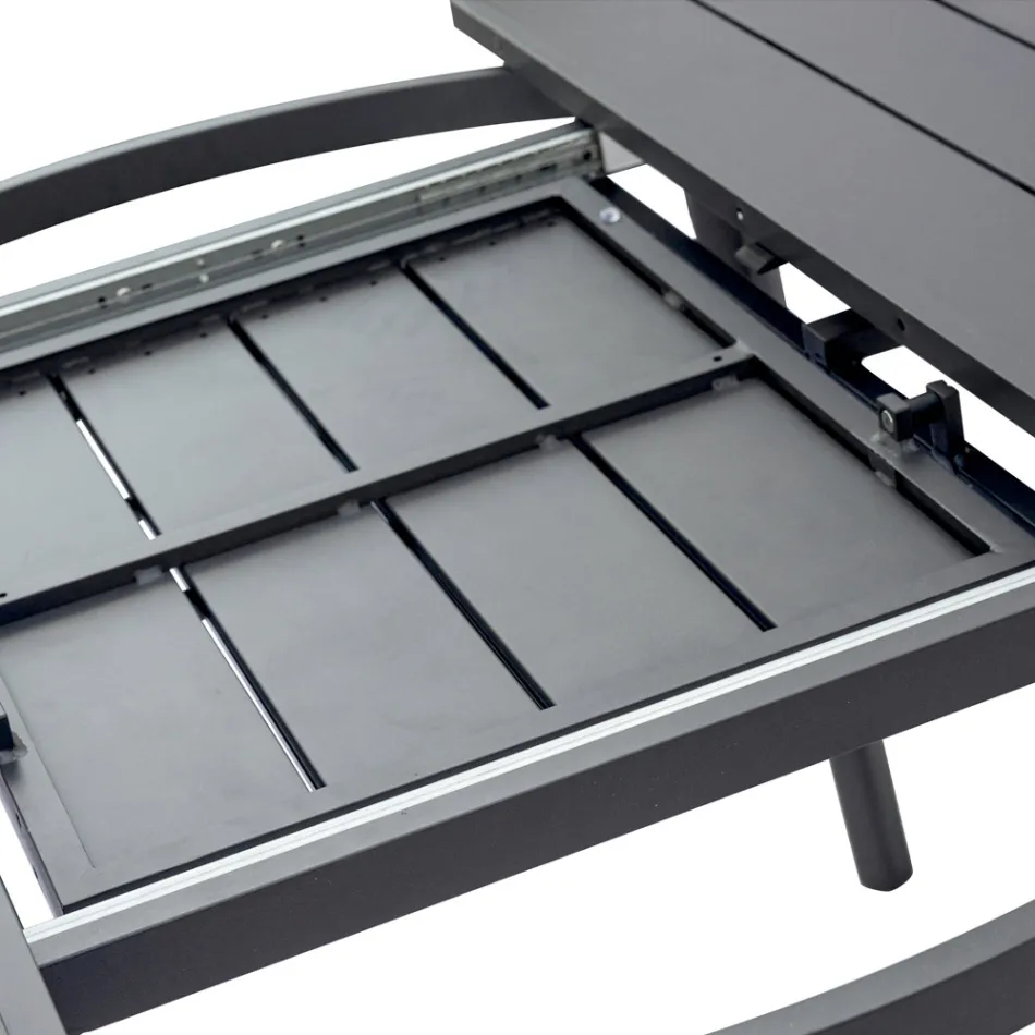 Utdragbart runt bord i antracit aluminium (170 cm) - Rivara Viadurini