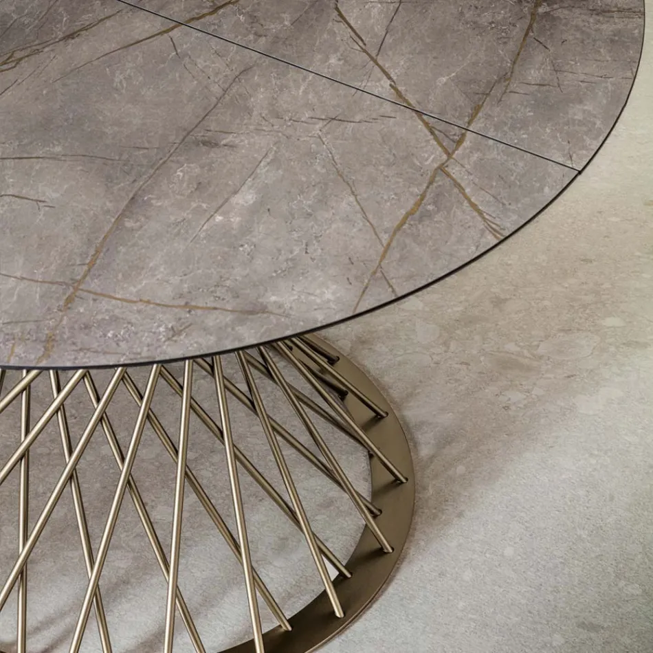 Runt bord utdragbart till 170 cm i metall och HPL - Sorriso Viadurini