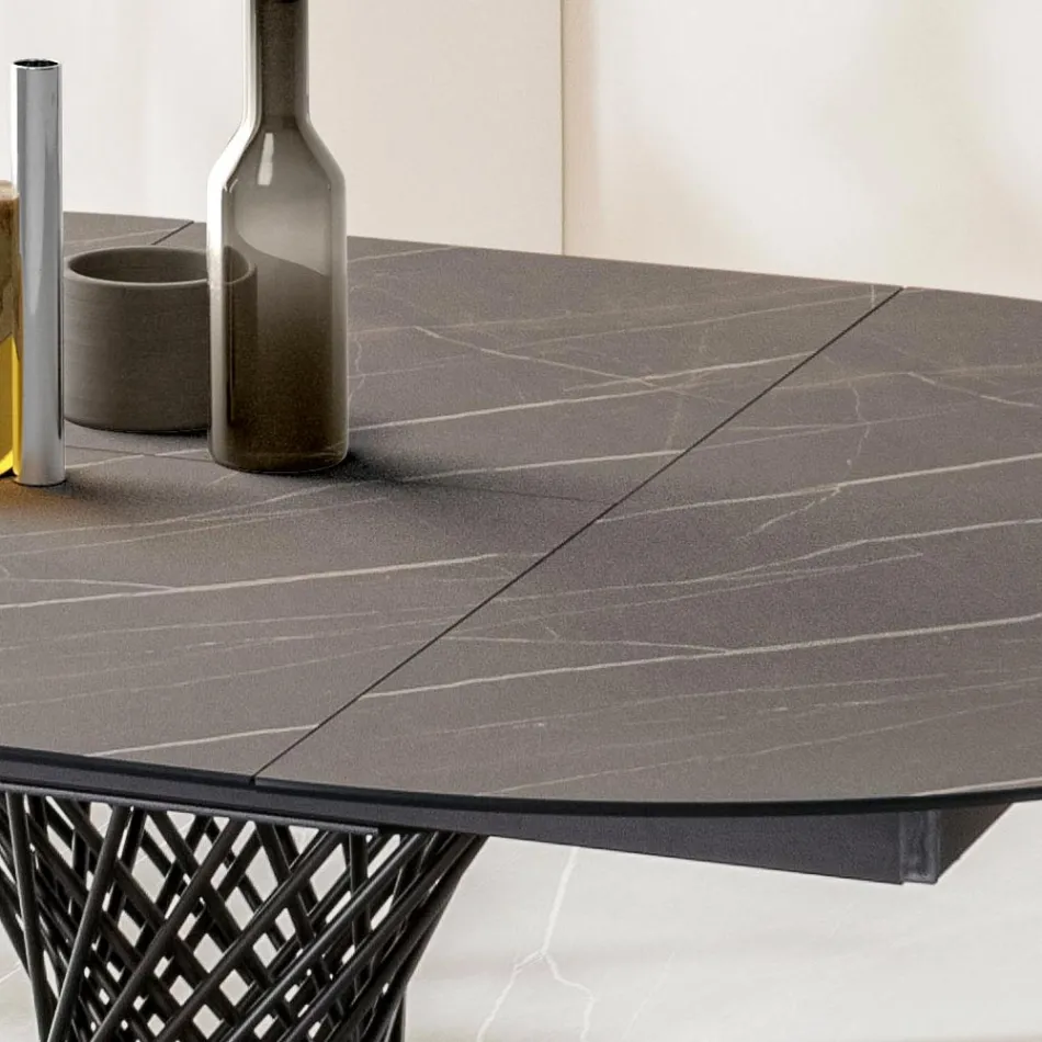 Runt bord utdragbart till 170 cm i metall och HPL - Sorriso Viadurini