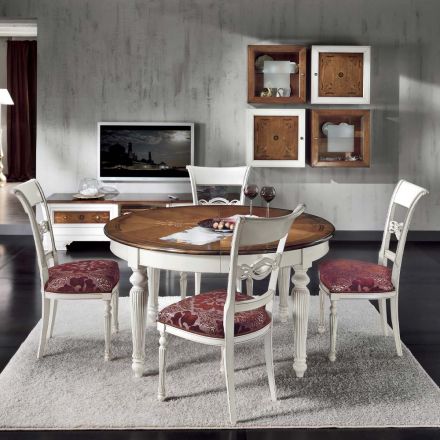 Utdragbart runt bord med inlägg och 4 stolar Tillverkat i Italien - Alite Viadurini