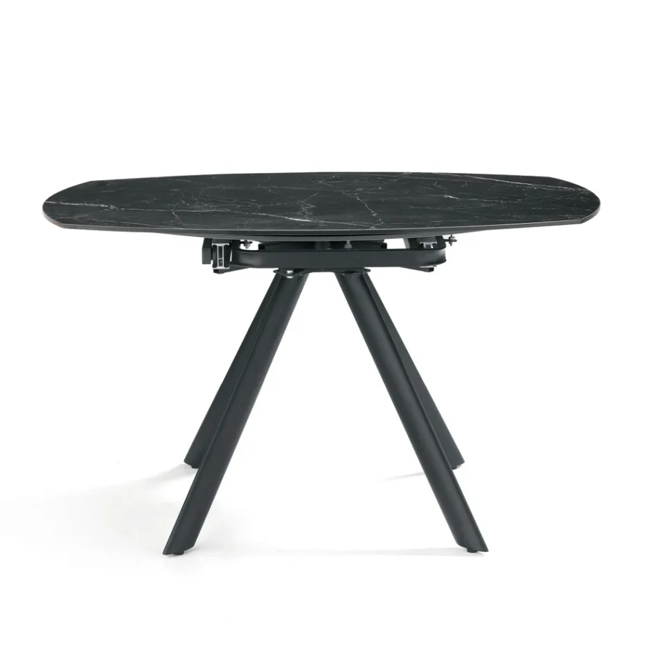 Utdragbart runt bord i sintrad sten med marmoreffekt - Portico Viadurini