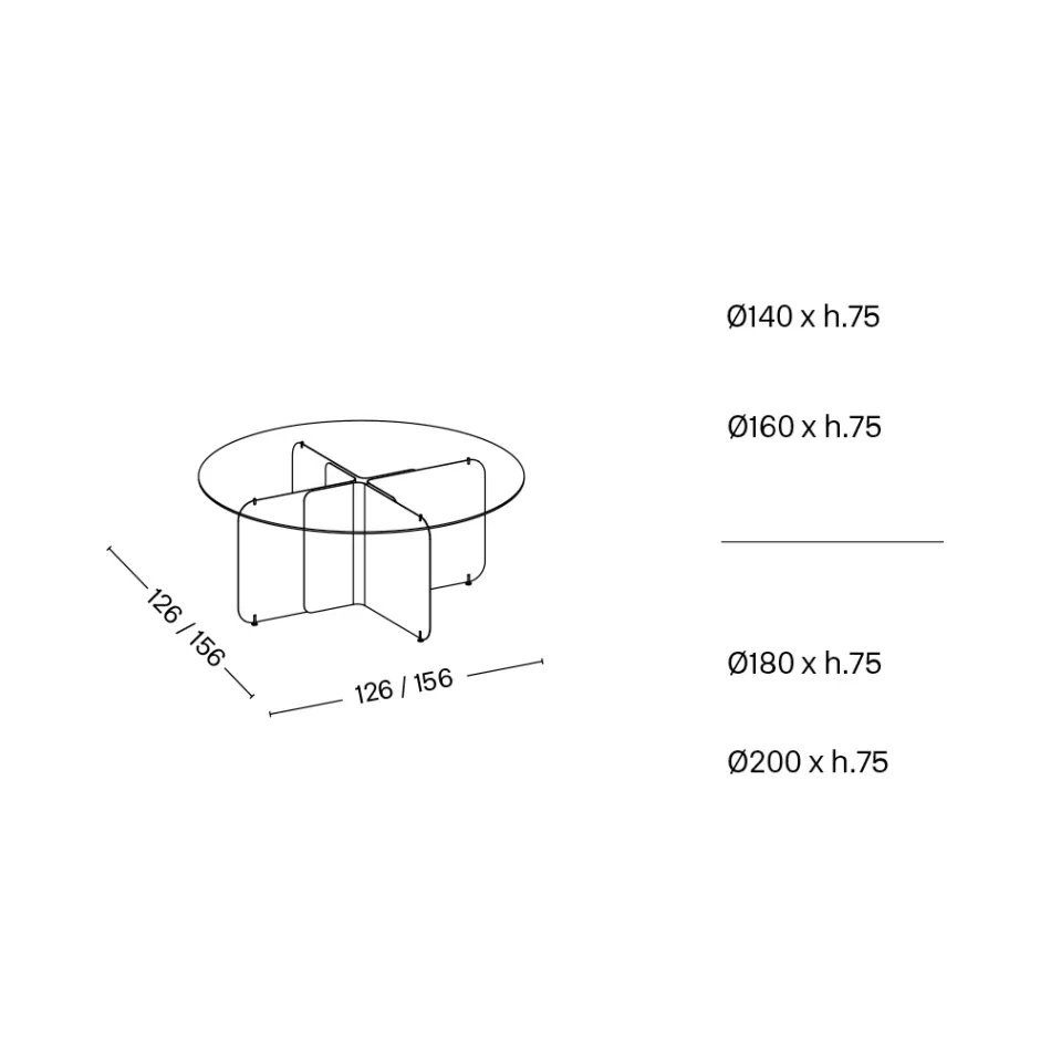 Runt bord med extra klar glasskiva och champagnebas - Piacere Viadurini