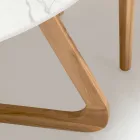 Runt utomhusbord i Calacatta Oro Keramik Tillverkat i Italien - Pegaso Viadurini