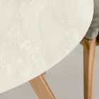 Runt utomhusbord i Chianca-keramik från Ostuni Made in Italy - Pegaso Viadurini