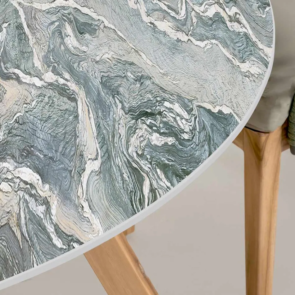 Runt utomhusbord i ikonisk Ciprus-keramik Tillverkat i Italien - Pegaso Viadurini