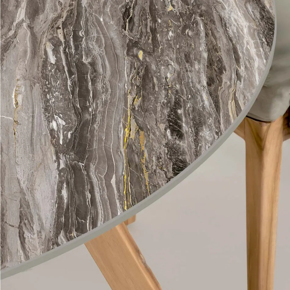 Runt utomhusbord i Orobico Luxe Keramik Tillverkat i Italien - Pegaso Viadurini