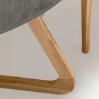 Runt utomhusbord i grå stenkeramik Tillverkat i Italien - Pegaso Viadurini