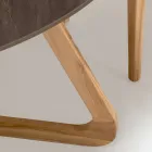 Runt utomhusbord i Pulpis Brown Keramik Tillverkat i Italien - Pegaso Viadurini