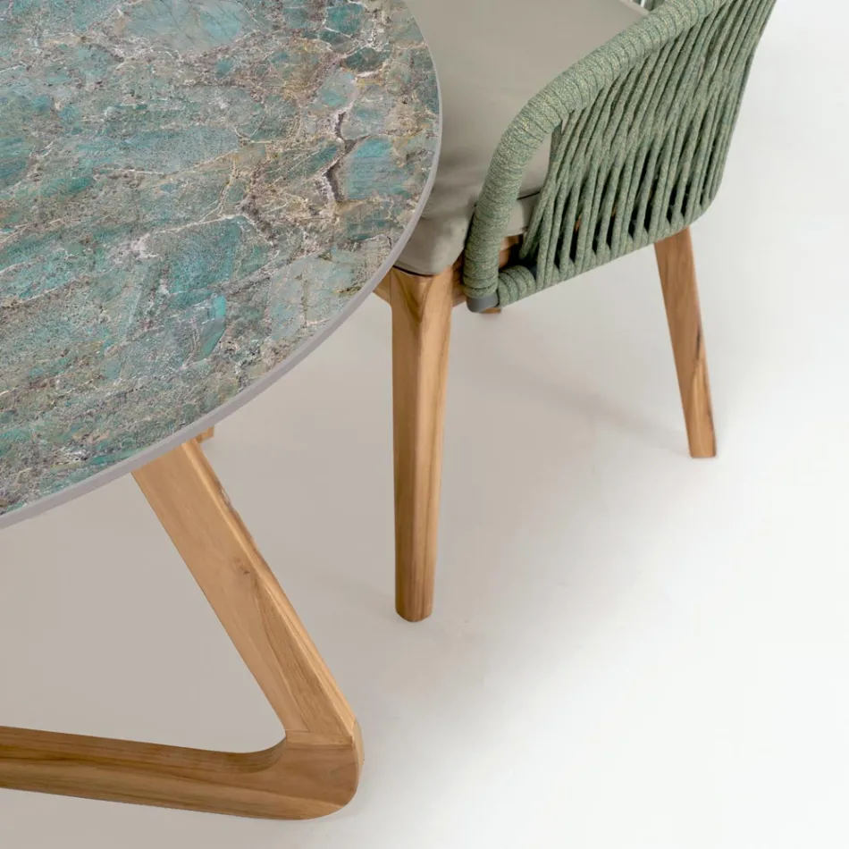 Runt utomhus keramiskt bord Santos Tillverkat i Italien - Pegaso Viadurini