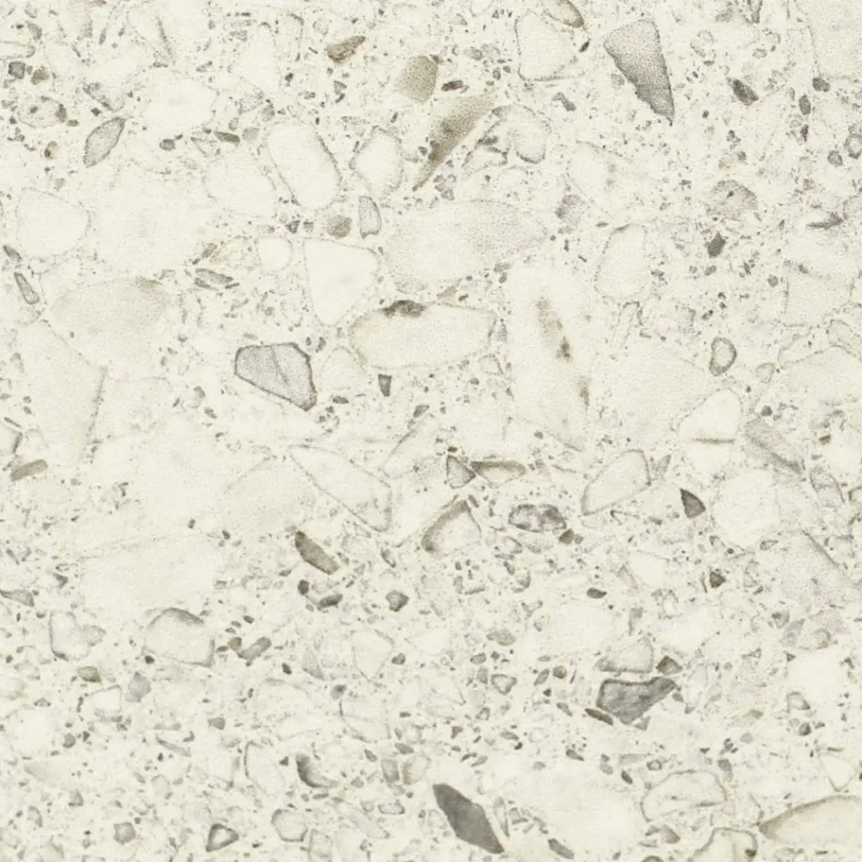 Runt utomhusbord i vit terrazzokeramik Tillverkat i Italien - Pegaso Viadurini