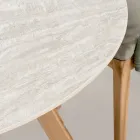 Runt utomhusbord i ljus travertinkeramik Tillverkat i Italien - Pegaso Viadurini