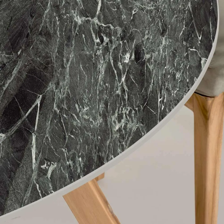 Runt utomhusbord i grön keramik Frankrike Tillverkat i Italien - Pegaso Viadurini