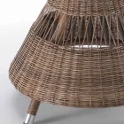 Runt utomhusbord i polyrattan med glasskiva - Gigi Viadurini