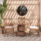 Runt utomhusbord i polyrattan med glasskiva - Gigi Viadurini